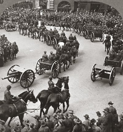 Commemoration of the end of the war, the Anzacs witness the review of the Empires forces in London by English Photographer